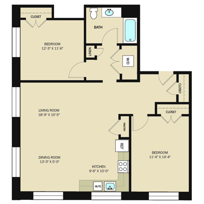 2 Bed 1 Bath