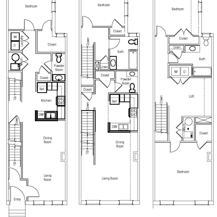 The Brownstones Two Bedroom Multilevel Floor Plan