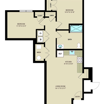 2 Bed 1 Bath