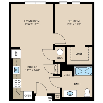 1 Bed 1 Bath