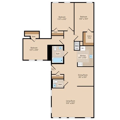 The Brentwood Three Bedroom Floor Plan