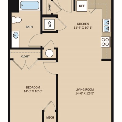 1 Bed 1 Bath