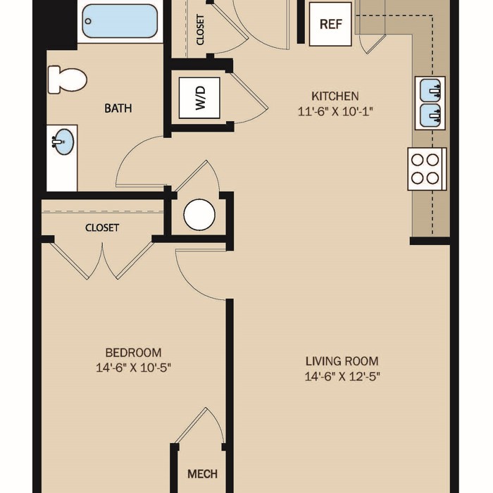 1 Bed 1 Bath