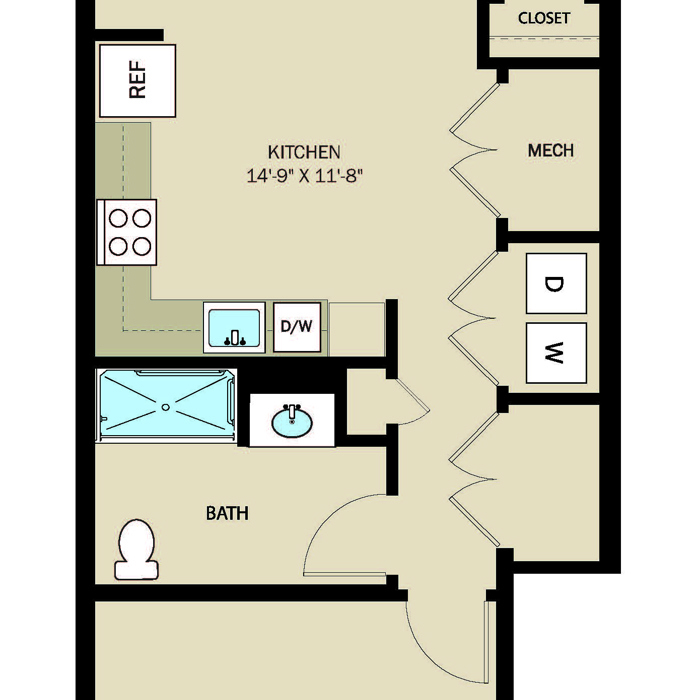 1 Bed 1 Bath