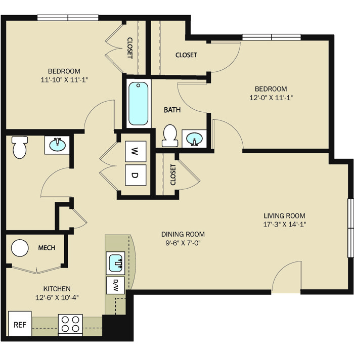 2 Bed, 2 Bath